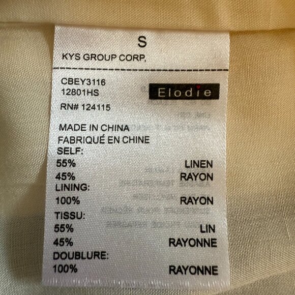 Elodie Button Midi Linen Skirt Vertical Stripes Blue Pink Yellow Size S - Picture 5 of 5